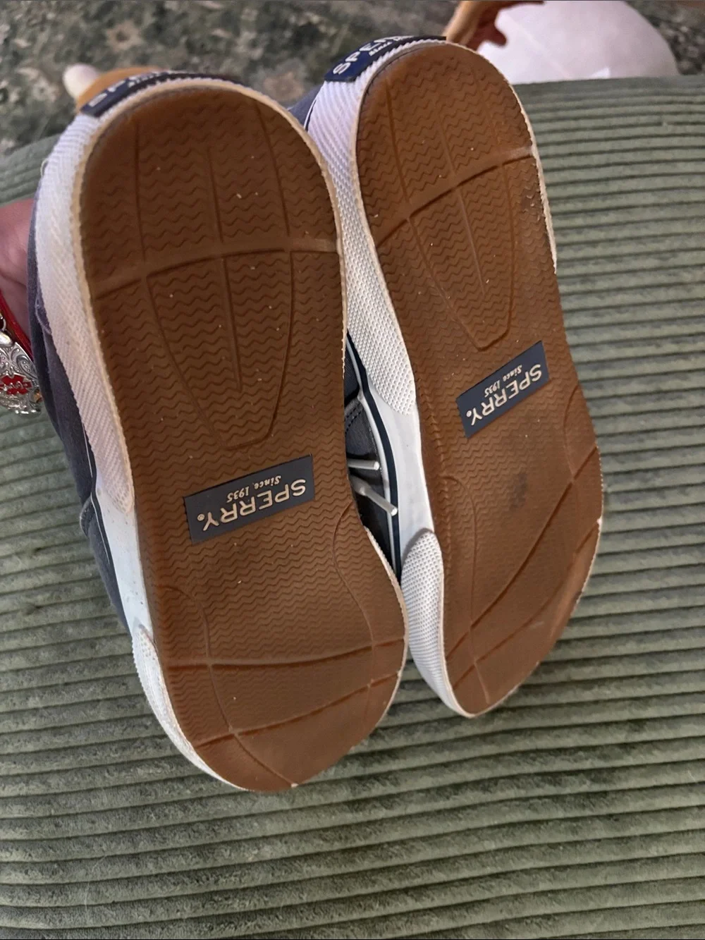 Sperry Men’s Navy Canvas Boat Shoes with White Laces